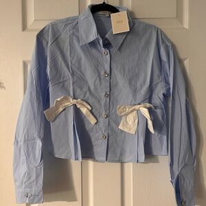 Sister Jane Sky Blue Shirt with White bows